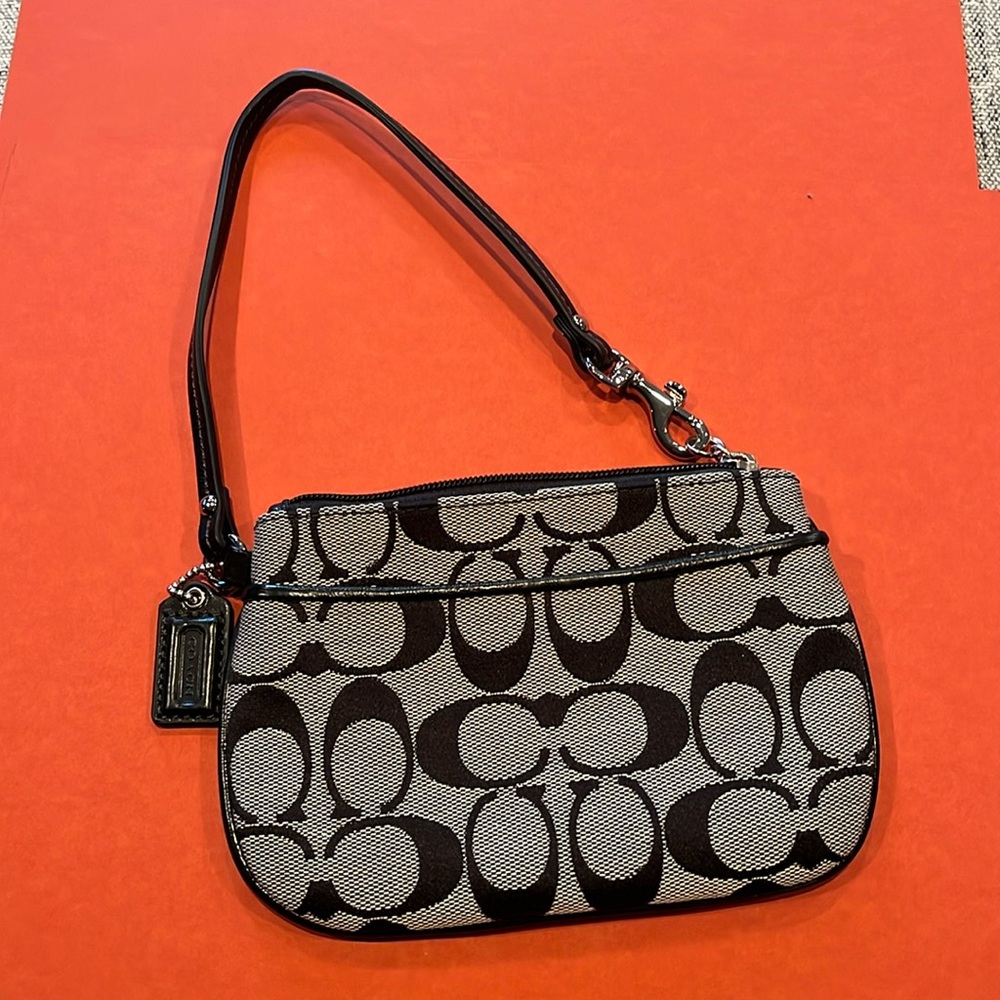 Coach logo wristlet coin purse